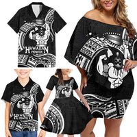 Black Hawaii Ikaika Warrior Family Matching Off Shoulder Short Dress and Hawaiian Shirt Hawaiian Power LT14 - Polynesian Pride