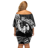 Black Hawaii Ikaika Warrior Family Matching Off Shoulder Short Dress and Hawaiian Shirt Hawaiian Power LT14 - Polynesian Pride