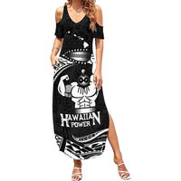 Black Hawaii Ikaika Warrior Family Matching Summer Maxi Dress and Hawaiian Shirt Hawaiian Power LT14 Mom's Dress Black - Polynesian Pride