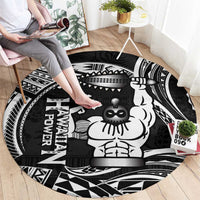 Black Hawaii Ikaika Warrior Round Carpet Hawaiian Power LT14 - Polynesian Pride