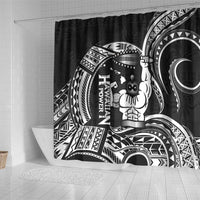 Black Hawaii Ikaika Warrior Shower Curtain Hawaiian Power LT14 - Polynesian Pride