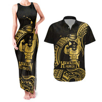 Gold Hawaii Ikaika Warrior Couples Matching Tank Maxi Dress and Hawaiian Shirt Hawaiian Power LT14 Gold - Polynesian Pride