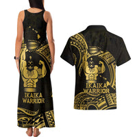 Gold Hawaii Ikaika Warrior Couples Matching Tank Maxi Dress and Hawaiian Shirt Hawaiian Power LT14 - Polynesian Pride