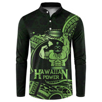Green Hawaii Ikaika Warrior Button Sweatshirt Hawaiian Power LT14 Green - Polynesian Pride