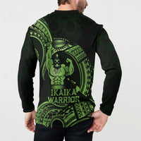 Green Hawaii Ikaika Warrior Button Sweatshirt Hawaiian Power LT14 - Polynesian Pride
