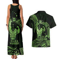 Green Hawaii Ikaika Warrior Couples Matching Tank Maxi Dress and Hawaiian Shirt Hawaiian Power LT14 - Polynesian Pride