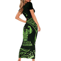 Green Hawaii Ikaika Warrior Family Matching Short Sleeve Bodycon Dress and Hawaiian Shirt Hawaiian Power LT14 - Polynesian Pride