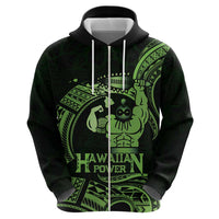 Green Hawaii Ikaika Warrior Zip Hoodie Hawaiian Power LT14 - Polynesian Pride