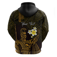 Personalised Hawaii King Kamehameha Day Hoodie Plumeria With Kakau Pattern - Gold