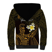 Personalised Hawaii King Kamehameha Day Sherpa Hoodie Plumeria With Kakau Pattern - Gold LT14 - Polynesian Pride
