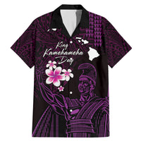 Personalised Hawaii King Kamehameha Day Family Matching Mermaid Dress and Hawaiian Shirt Plumeria With Kakau Pattern - Purple