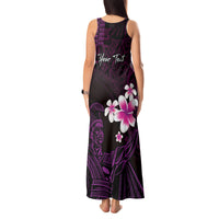 Personalised Hawaii King Kamehameha Day Tank Maxi Dress Plumeria With Kakau Pattern - Purple LT14 - Polynesian Pride