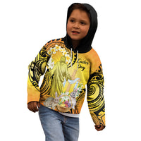 Polynesia Easter Day Kid Hoodie He Is Risen Lilium Longiflorum Polynesian Pattern
