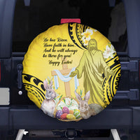 Polynesia Easter Day Spare Tire Cover He Is Risen Lilium Longiflorum Polynesian Pattern