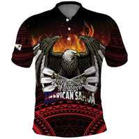 Fautasi Race Day American Samoa Polo Shirt Bald Eagle Polynesian Tattoo