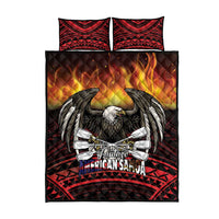 Fautasi Race Day American Samoa Quilt Bed Set Bald Eagle Polynesian Tattoo