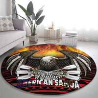 Fautasi Race Day American Samoa Round Carpet Bald Eagle Polynesian Tattoo