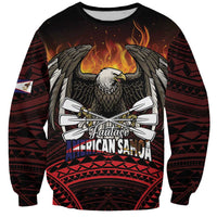 Fautasi Race Day American Samoa Sweatshirt Bald Eagle Polynesian Tattoo