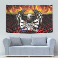 Fautasi Race Day American Samoa Tapestry Bald Eagle Polynesian Tattoo