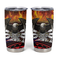 Fautasi Race Day American Samoa Tumbler Cup Bald Eagle Polynesian Tattoo LT14 Black - Polynesian Pride