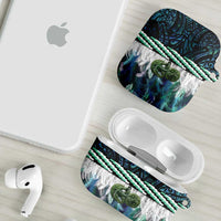 Turquoise Traditional Cloak Aotearoa AirPods Case Maori Paua Shell Korowai Pattern - Polynesian Pride