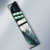 Turquoise Traditional Cloak Aotearoa Auto Sun Shade Maori Paua Shell Korowai Pattern - Polynesian Pride