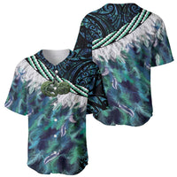 Turquoise Traditional Cloak Aotearoa Baseball Jersey Maori Paua Shell Korowai Pattern LT14 - Polynesian Pride