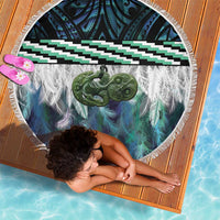 Turquoise Traditional Cloak Aotearoa Beach Blanket Maori Paua Shell Korowai Pattern LT14 - Polynesian Pride