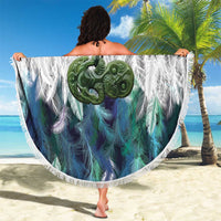 Turquoise Traditional Cloak Aotearoa Beach Blanket Maori Paua Shell Korowai Pattern LT14 - Polynesian Pride