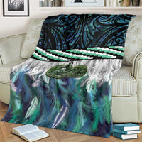 Turquoise Traditional Cloak Aotearoa Blanket Maori Paua Shell Korowai Pattern