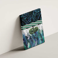 Turquoise Traditional Cloak Aotearoa Canvas Wall Art Maori Paua Shell Korowai Pattern