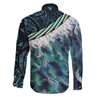 Turquoise Traditional Cloak Aotearoa Family Matching Summer Maxi Dress and Hawaiian Shirt Maori Paua Shell Korowai Pattern LT14 - Polynesian Pride
