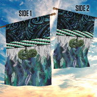 Turquoise Traditional Cloak Aotearoa Garden Flag Maori Paua Shell Korowai Pattern LT14 - Polynesian Pride