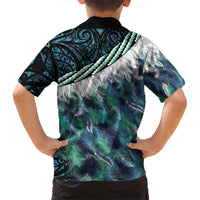 Turquoise Traditional Cloak Aotearoa Hawaiian Shirt Maori Paua Shell Korowai Pattern