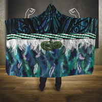 Turquoise Traditional Cloak Aotearoa Hooded Blanket Maori Paua Shell Korowai Pattern