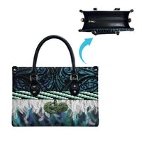 Turquoise Traditional Cloak Aotearoa Leather Bag Maori Paua Shell Korowai Pattern - Polynesian Pride