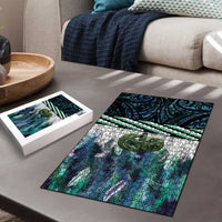 Turquoise Traditional Cloak Aotearoa Puzzle Maori Paua Shell Korowai Pattern - Polynesian Pride