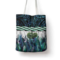 Turquoise Traditional Cloak Aotearoa Tote Bag Maori Paua Shell Korowai Pattern - Polynesian Pride