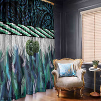 Turquoise Traditional Cloak Aotearoa Window Curtain Maori Paua Shell Korowai Pattern LT14 - Polynesian Pride