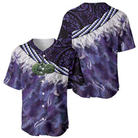 Purple Traditional Cloak Aotearoa Baseball Jersey Maori Paua Shell Korowai Pattern LT14 - Polynesian Pride