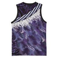 Purple Traditional Cloak Aotearoa Basketball Jersey Maori Paua Shell Korowai Pattern - Polynesian Pride