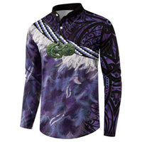 Purple Traditional Cloak Aotearoa Button Sweatshirt Maori Paua Shell Korowai Pattern LT14 - Polynesian Pride