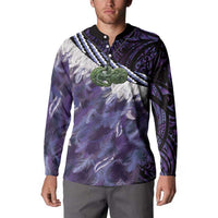 Purple Traditional Cloak Aotearoa Button Sweatshirt Maori Paua Shell Korowai Pattern LT14 - Polynesian Pride