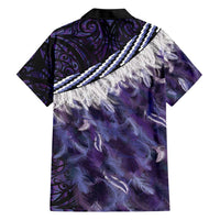 Purple Traditional Cloak Aotearoa Hawaiian Shirt Maori Paua Shell Korowai Pattern