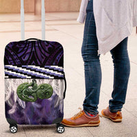 Purple Traditional Cloak Aotearoa Luggage Cover Maori Paua Shell Korowai Pattern