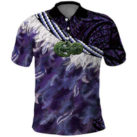 Purple Traditional Cloak Aotearoa Polo Shirt Maori Paua Shell Korowai Pattern