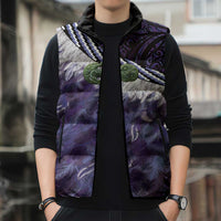 Purple Traditional Cloak Aotearoa Sleeveless Puffer Jacket Maori Paua Shell Korowai Pattern - Polynesian Pride