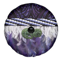 Purple Traditional Cloak Aotearoa Spare Tire Cover Maori Paua Shell Korowai Pattern