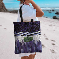 Purple Traditional Cloak Aotearoa Tote Bag Maori Paua Shell Korowai Pattern - Polynesian Pride