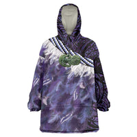 Purple Traditional Cloak Aotearoa Wearable Blanket Hoodie Maori Paua Shell Korowai Pattern